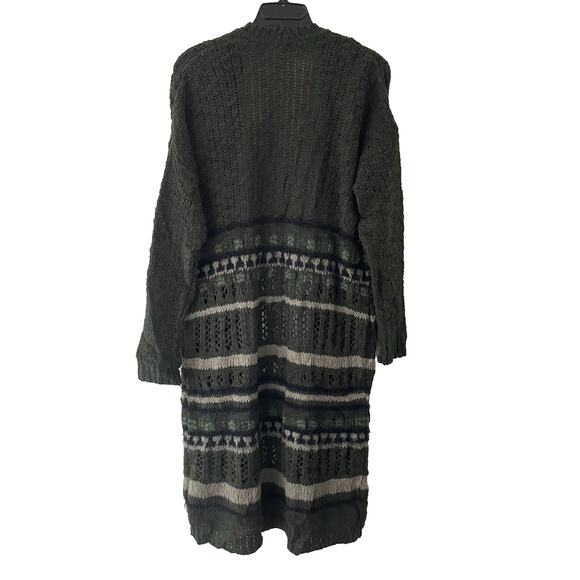Cottagecore Forest Fairy Long Cardigan XS Green Stripe Knit Boho Festival Grunge - Picture 2 of 7